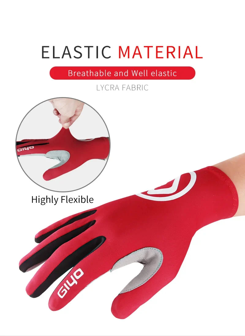 Giyo Wind Breaking Cycling Full Finger Gloves Touch Screen Anti-slip Bicycle Lycra Fabric Mittens Bicicleta Road Bike Long Glove