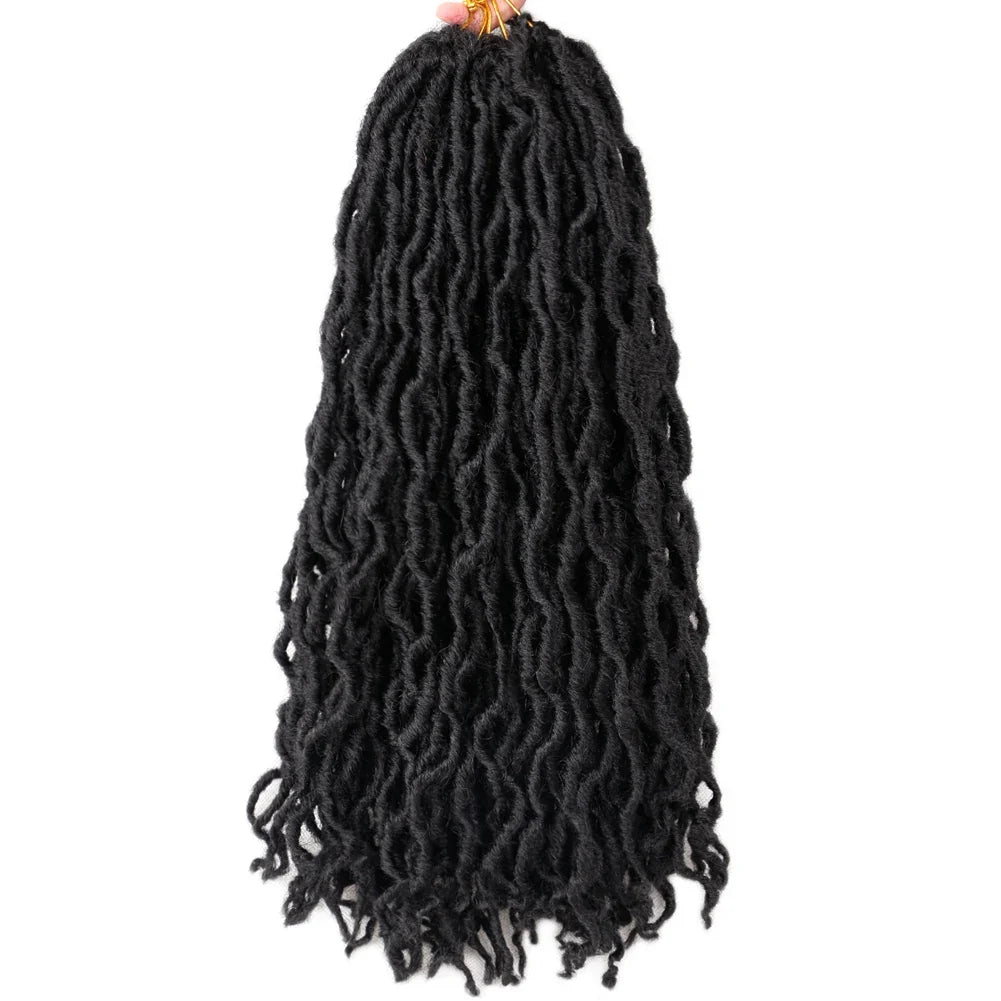 Goddess Faux Locs Crochet Hair | Soft Curly Ombre Dreadlock Extensions (Synthetic Braiding)