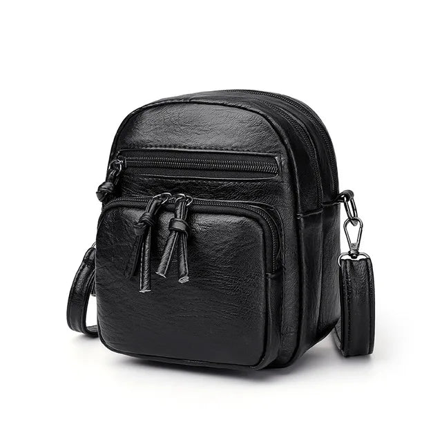 Vintage Crossbody Bag for Women | Soft PU Leather Shoulder Bag (Multifunction Messenger, Small Square Bag, Big Capacity)