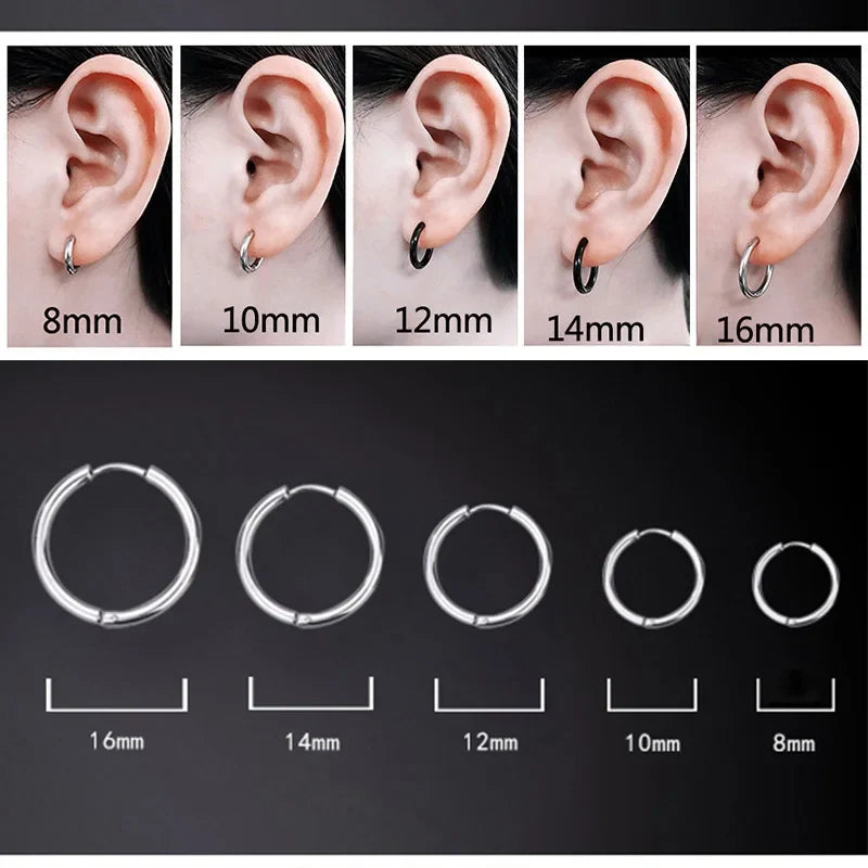 1 Pair Women/Man Stainless Steel Small Hoops Earring Piercing Ear Cartilage Tragus Simple Thin Circle Anti-allergic Ear Buckle