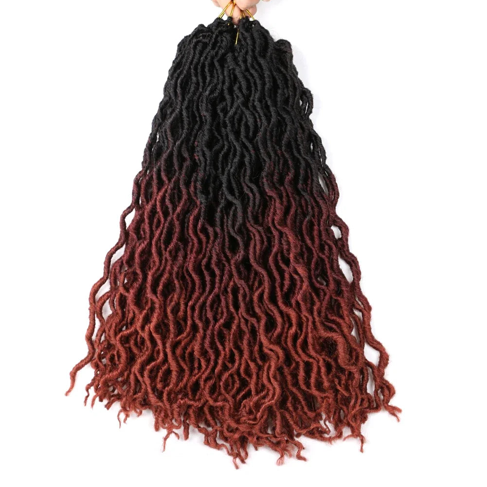 Goddess Faux Locs Crochet Hair | Soft Curly Ombre Dreadlock Extensions (Synthetic Braiding)