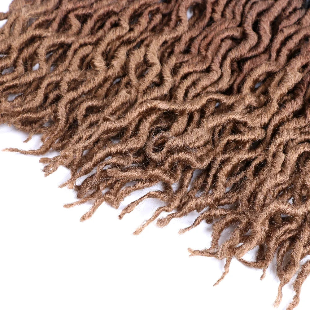 Goddess Faux Locs Crochet Hair | Soft Curly Ombre Dreadlock Extensions (Synthetic Braiding)