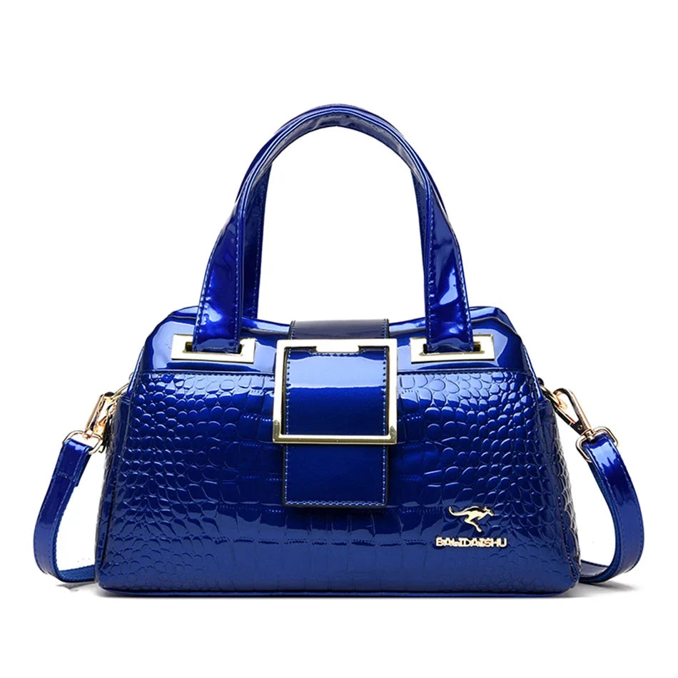 2-Layer Large Capacity Tote Bag | Luxury Handbags Women's Designer Crocodile Pattern Ladies Boston Shoulder Bag (High Quality)