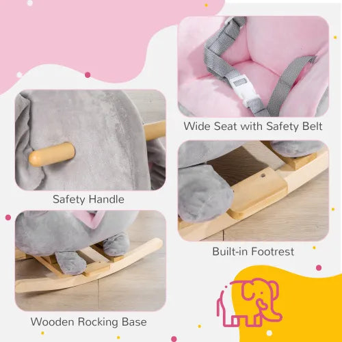 Style Loft Collection Baby Elephant Wooden Rocking Chair
