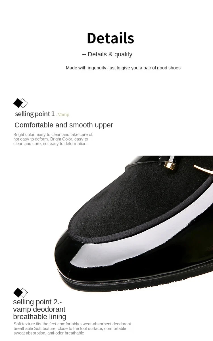 Patent Leather Loafers Men Dress Shoes Leather Italian Oxford Shoes for Men Wedding Dress Formal Slip on Shoes Men Office 2026