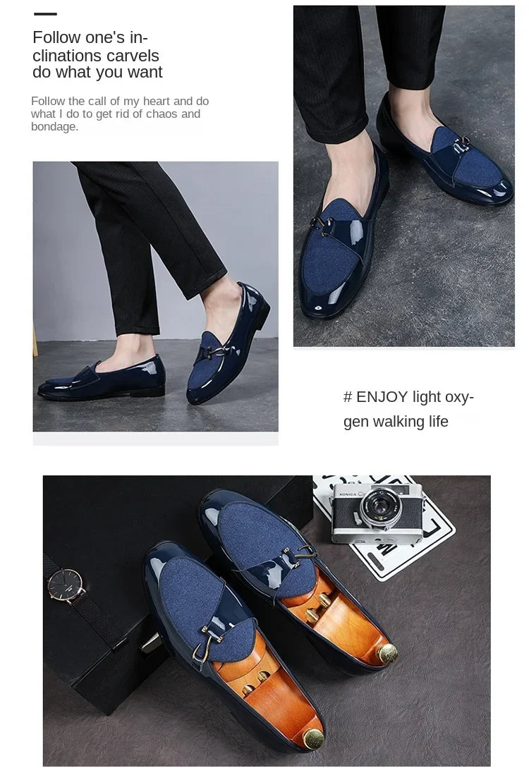 Patent Leather Loafers Men Dress Shoes Leather Italian Oxford Shoes for Men Wedding Dress Formal Slip on Shoes Men Office 2026