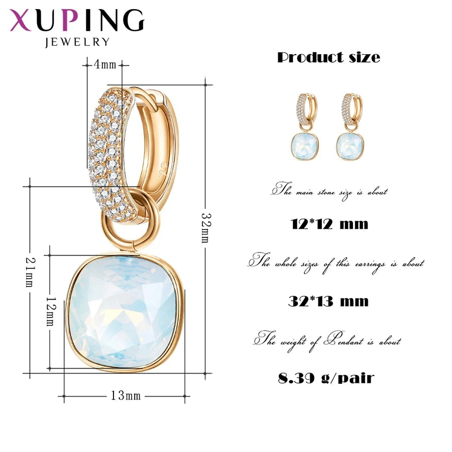 Xuping Jewelry Charm Square Shaped Luxury Exquisite Gold Color Plated Crystal Earring for Women Gift A00606258