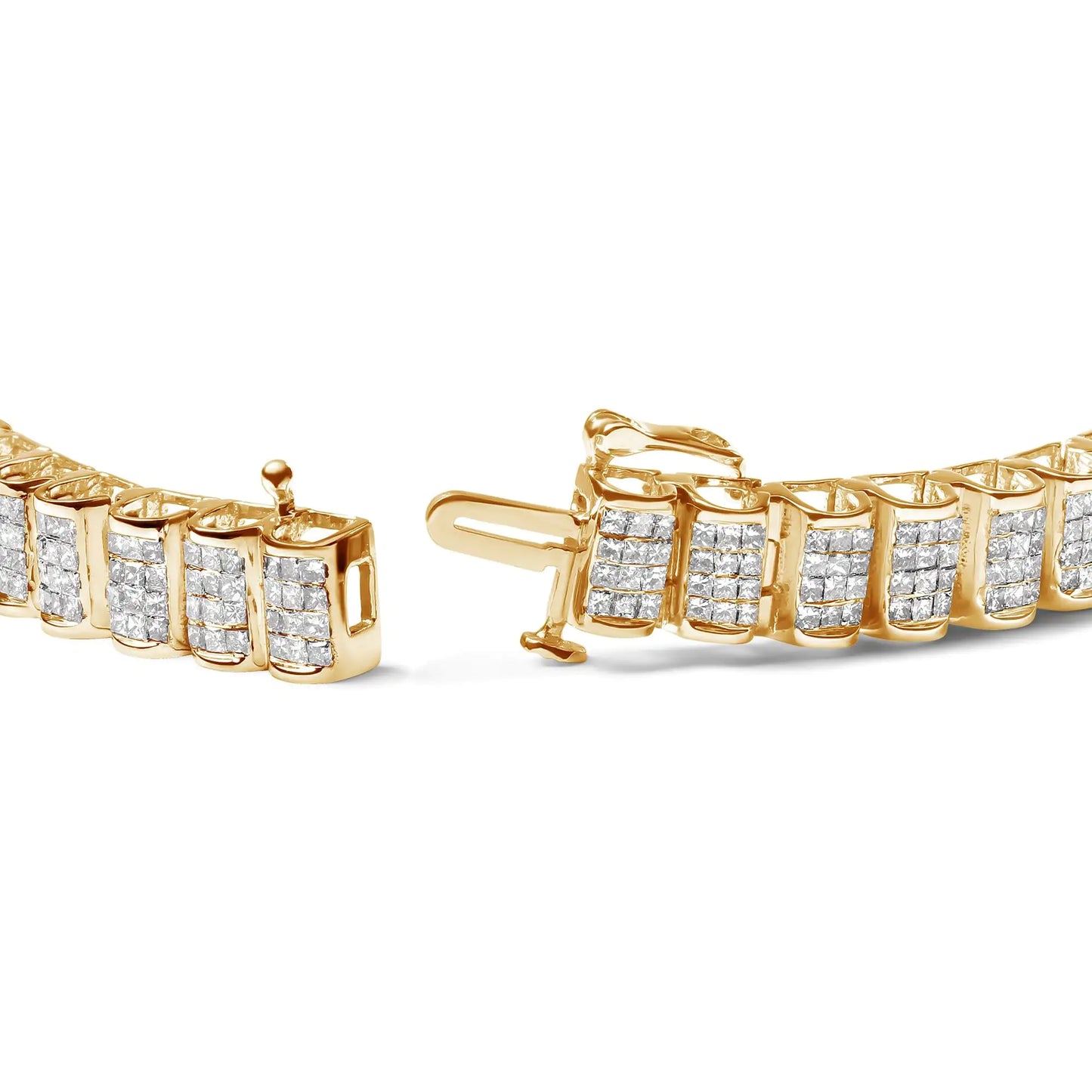 Style Loft Collection 14K Gold 5.00 Ctw Square Princess Cut White Diamond Rectangular Invisible Set Link Tennis Bracelet (H-I Color, SI2-I1 Clarity) - 7.25” Inches