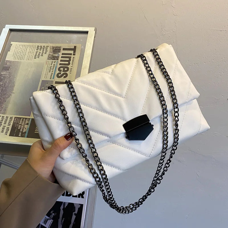 Luxury Chains Shoulder Bag for Women | PU Leather Armpit Bag & Fashion Messenger (Small Flap Crossbody Bag, Lady Shopping Pouch)