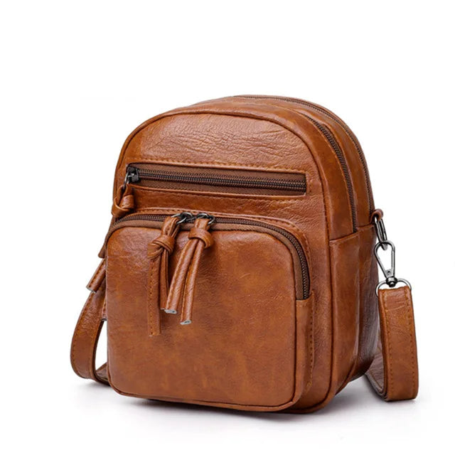 Vintage Crossbody Bag for Women | Soft PU Leather Shoulder Bag (Multifunction Messenger, Small Square Bag, Big Capacity)