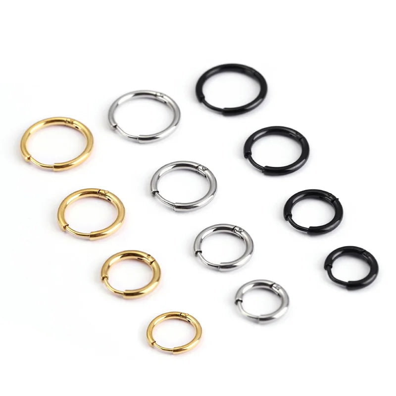 1 Pair Women/Man Stainless Steel Small Hoops Earring Piercing Ear Cartilage Tragus Simple Thin Circle Anti-allergic Ear Buckle