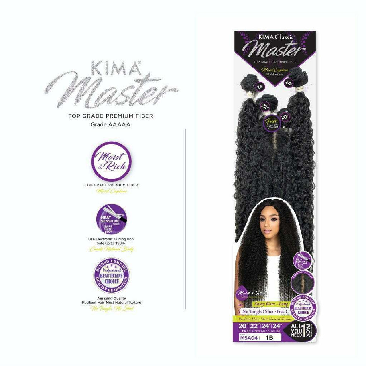 Kima Classic Master MSA04 Sassy Wave-Long - 20", 22", 24", 24" + 4" Deep Part Closure