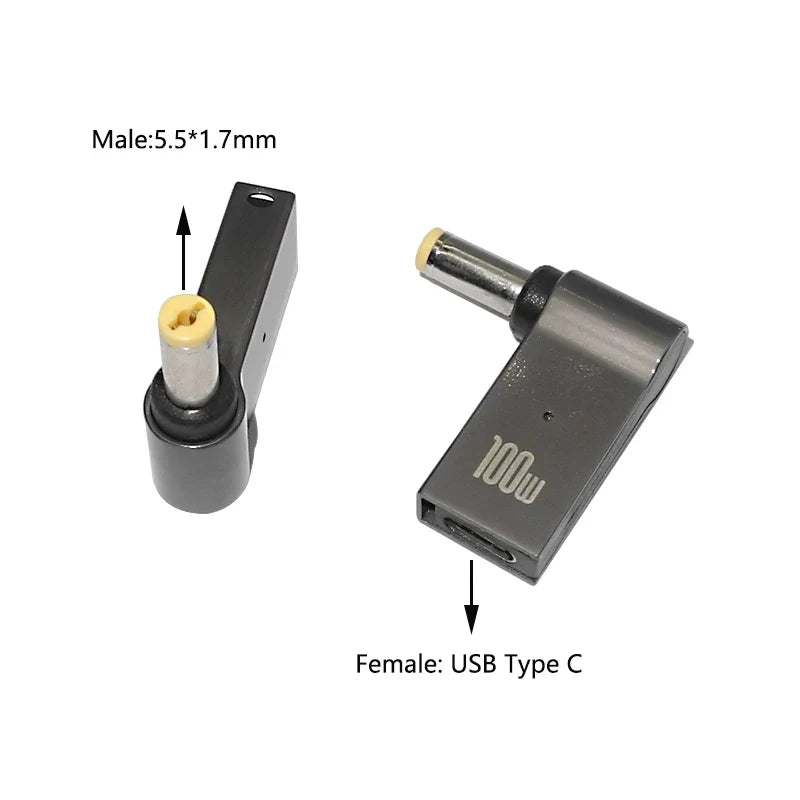 100W USB Type C Fast Charging Adapter Plug Connector Universal USB C Laptop Charger Converter for Dell Asus Hp Acer Lenovo