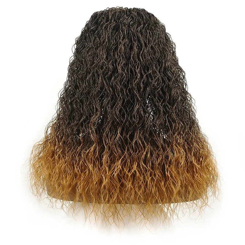 26" Wavy Senegalese Twist Lace Front Wig | Ombre Water Wave Braids | Long Cornrow Braids | Synthetic Wig