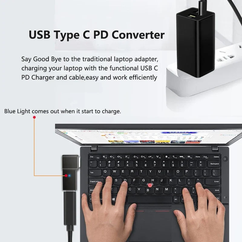 100W USB Type C Fast Charging Adapter Plug Connector Universal USB C Laptop Charger Converter for Dell Asus Hp Acer Lenovo