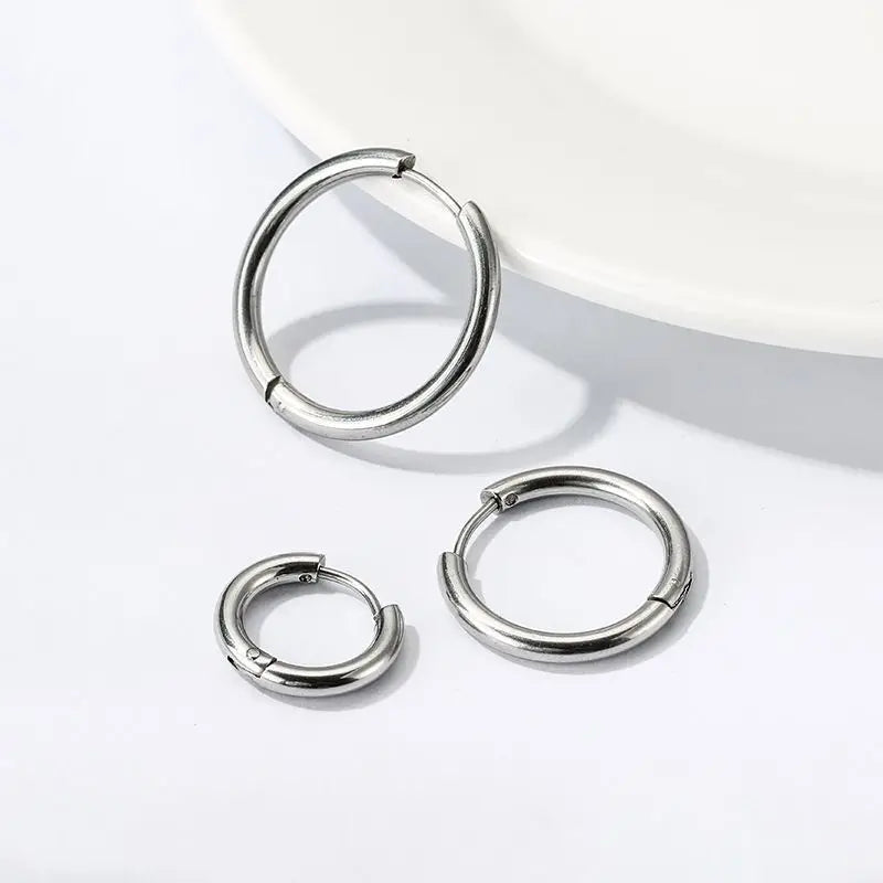 1 Pair Women/Man Stainless Steel Small Hoops Earring Piercing Ear Cartilage Tragus Simple Thin Circle Anti-allergic Ear Buckle