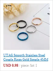 UTAG  Fashion Black/White Ceramic Crystal Wedding Rings Jewelry For Women Girls Rose Gold Stainless Steel Bohemia Rin