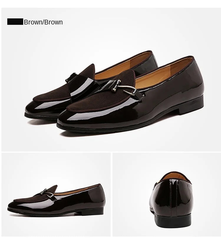 Patent Leather Loafers Men Dress Shoes Leather Italian Oxford Shoes for Men Wedding Dress Formal Slip on Shoes Men Office 2026