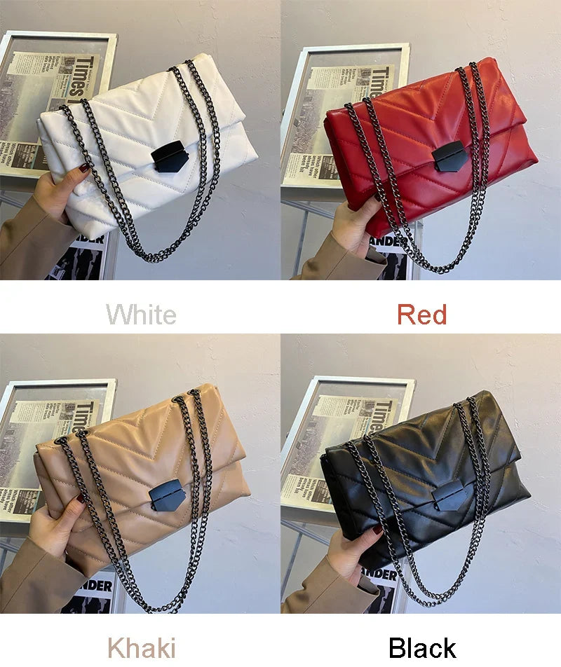 Luxury Chains Shoulder Bag for Women | PU Leather Armpit Bag & Fashion Messenger (Small Flap Crossbody Bag, Lady Shopping Pouch)