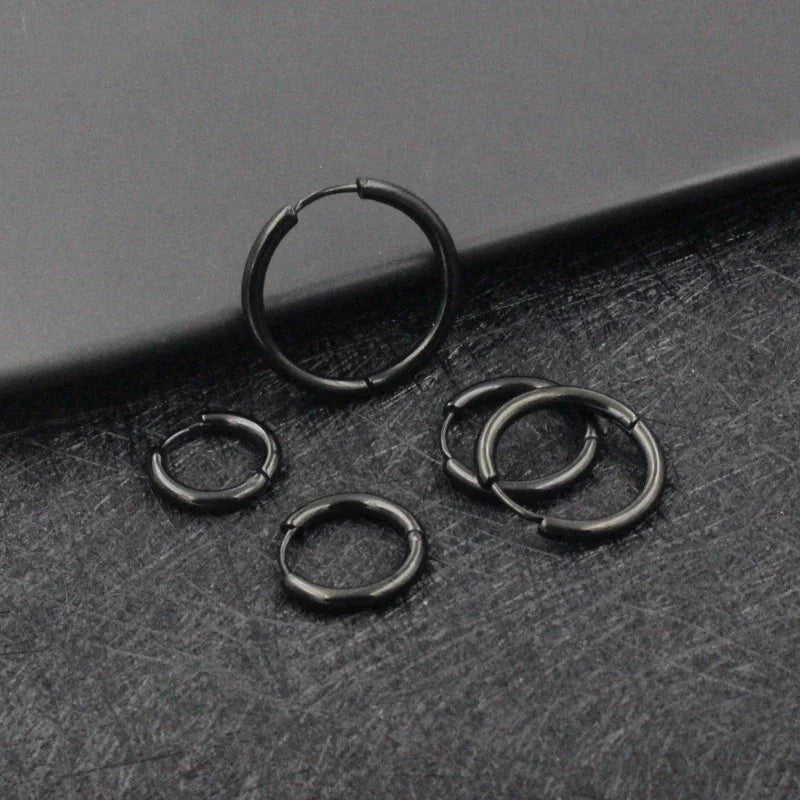 1 Pair Women/Man Stainless Steel Small Hoops Earring Piercing Ear Cartilage Tragus Simple Thin Circle Anti-allergic Ear Buckle