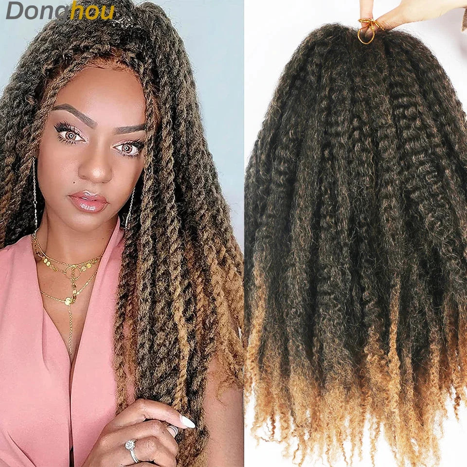 18 Inch Marley Hair for Braids | Afro Kinky Ombre | 30 Strands per Pack