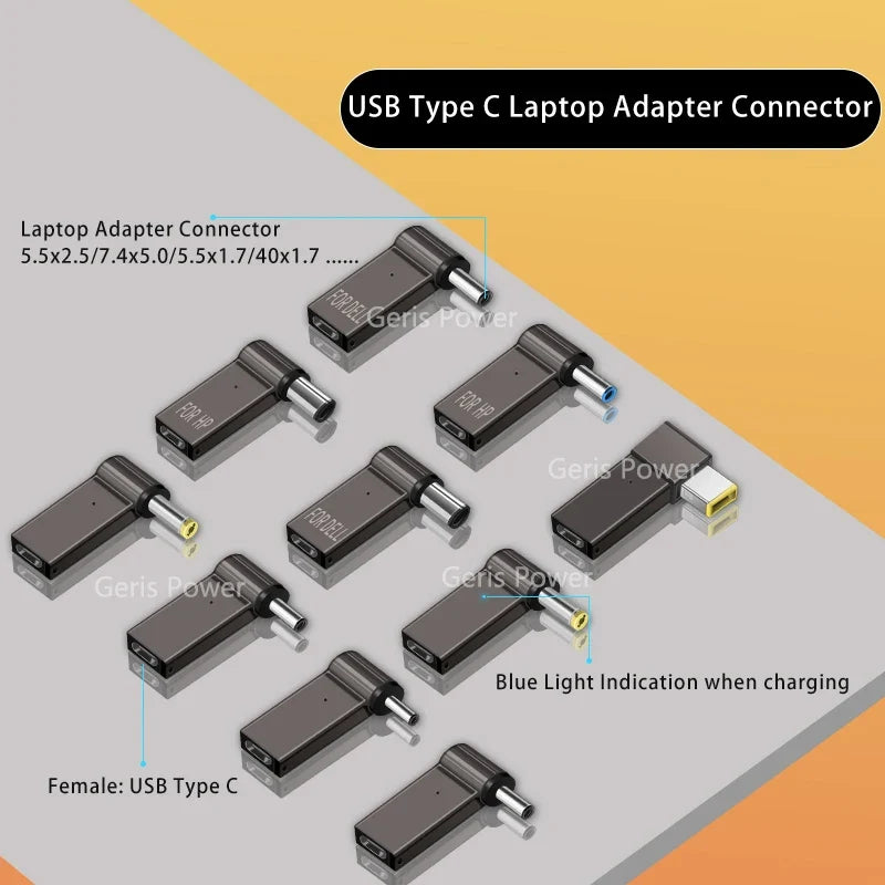 100W USB Type C Fast Charging Adapter Plug Connector Universal USB C Laptop Charger Converter for Dell Asus Hp Acer Lenovo