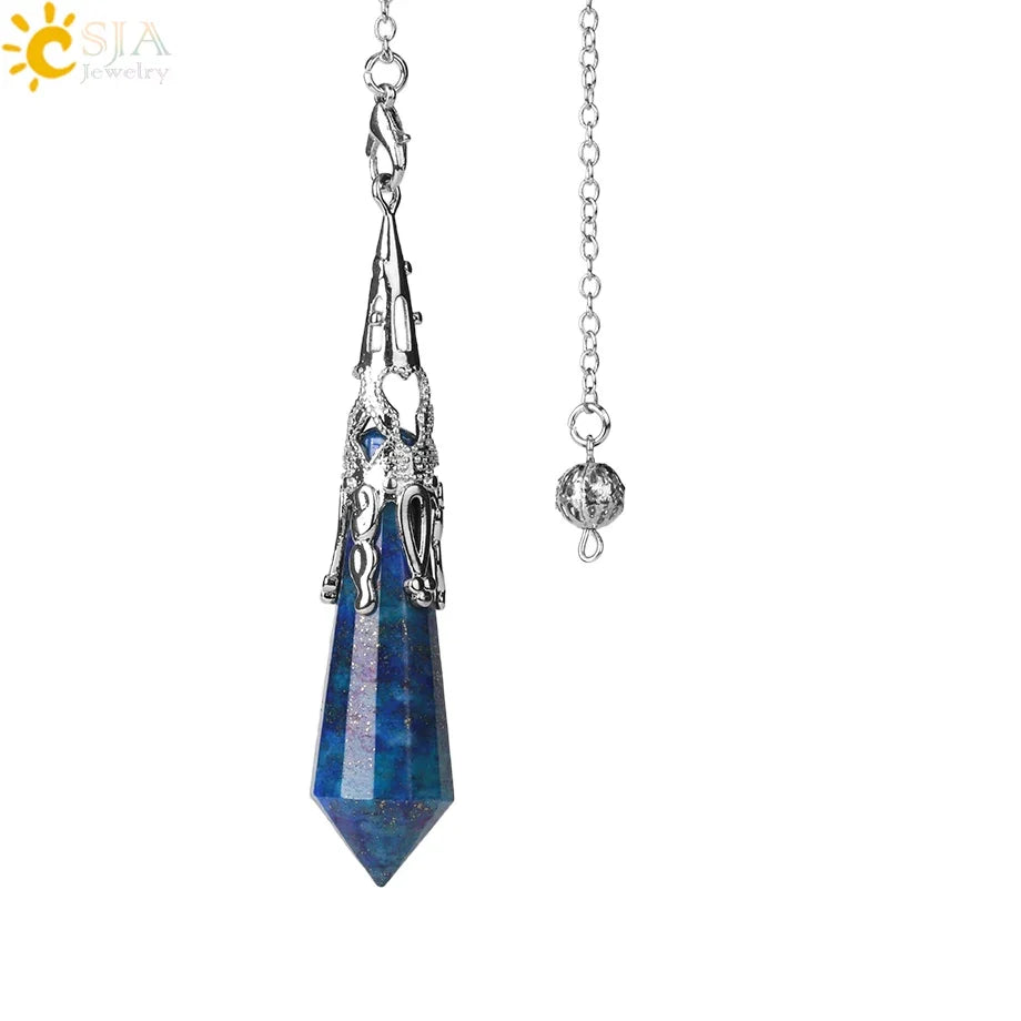 CSJA Natural Stone Crystal Pendulum for Dowsing Antique Pendant Amulet Crystals Divination Pink Quartz Pendulums Pendules G891
