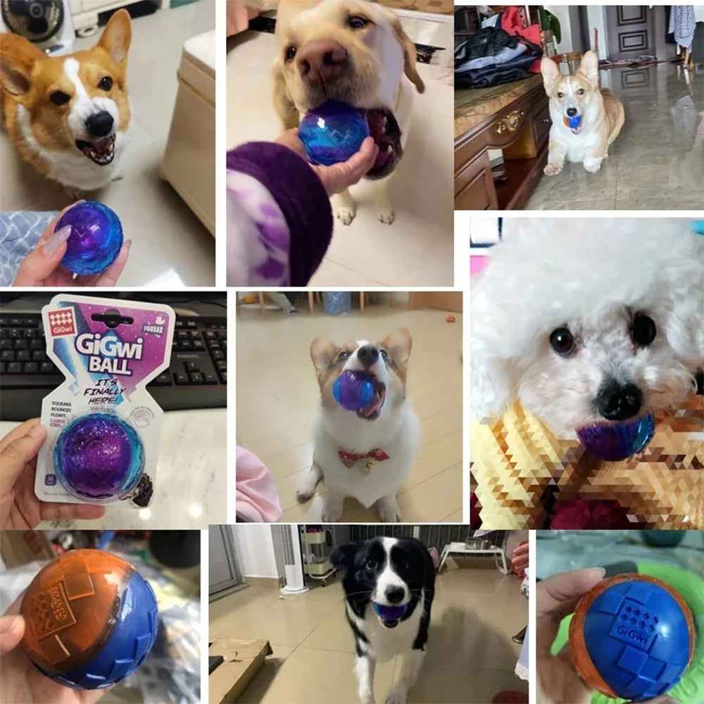 Pet Dog Squeaky Toys Ball Puppy Chew Toys Sound Pure Natural Non-toxic Rubber Outdoor Play Small Big Dog Funny Elasticity Ball