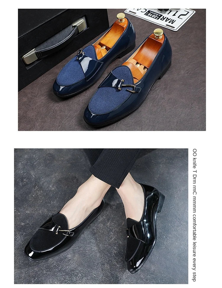 Patent Leather Loafers Men Dress Shoes Leather Italian Oxford Shoes for Men Wedding Dress Formal Slip on Shoes Men Office 2026