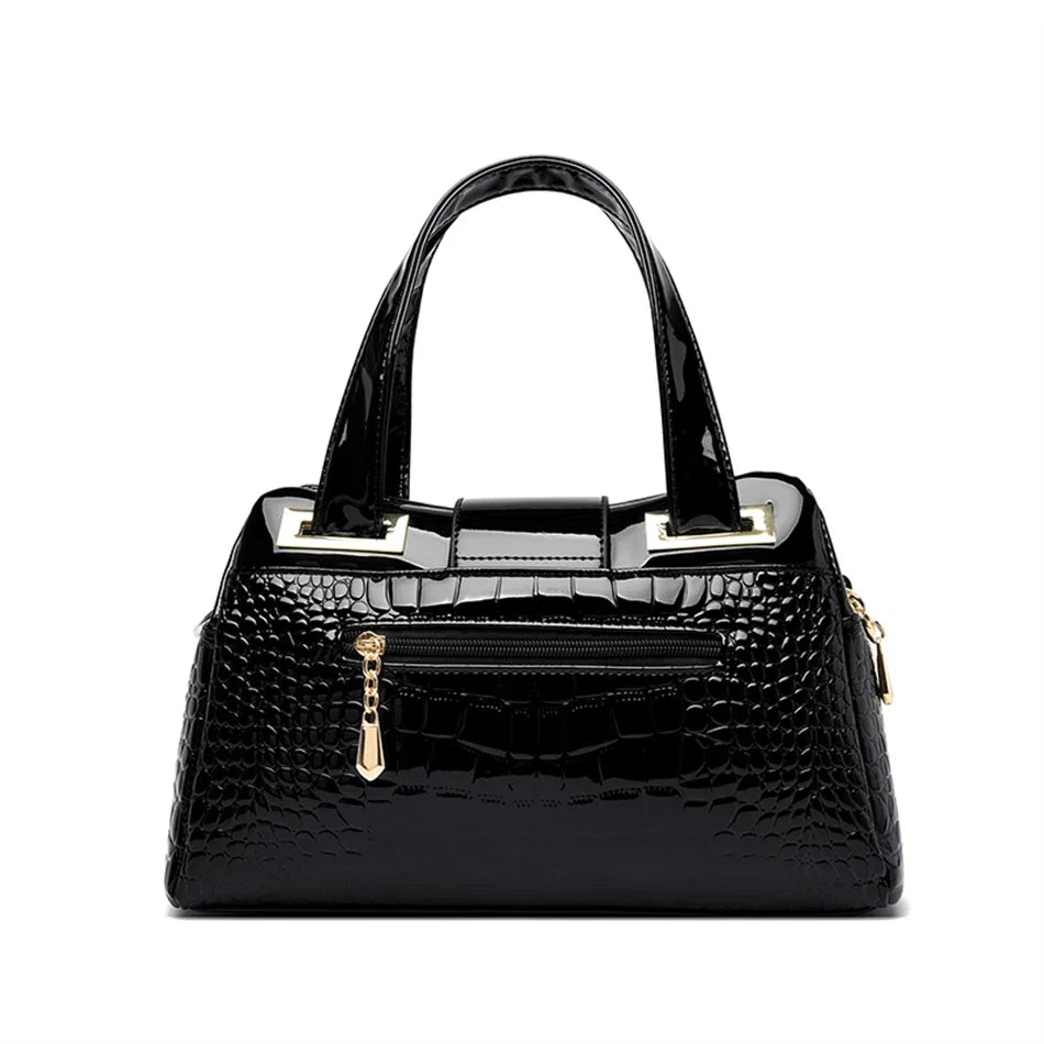 2-Layer Large Capacity Tote Bag | Luxury Handbags Women's Designer Crocodile Pattern Ladies Boston Shoulder Bag (High Quality)