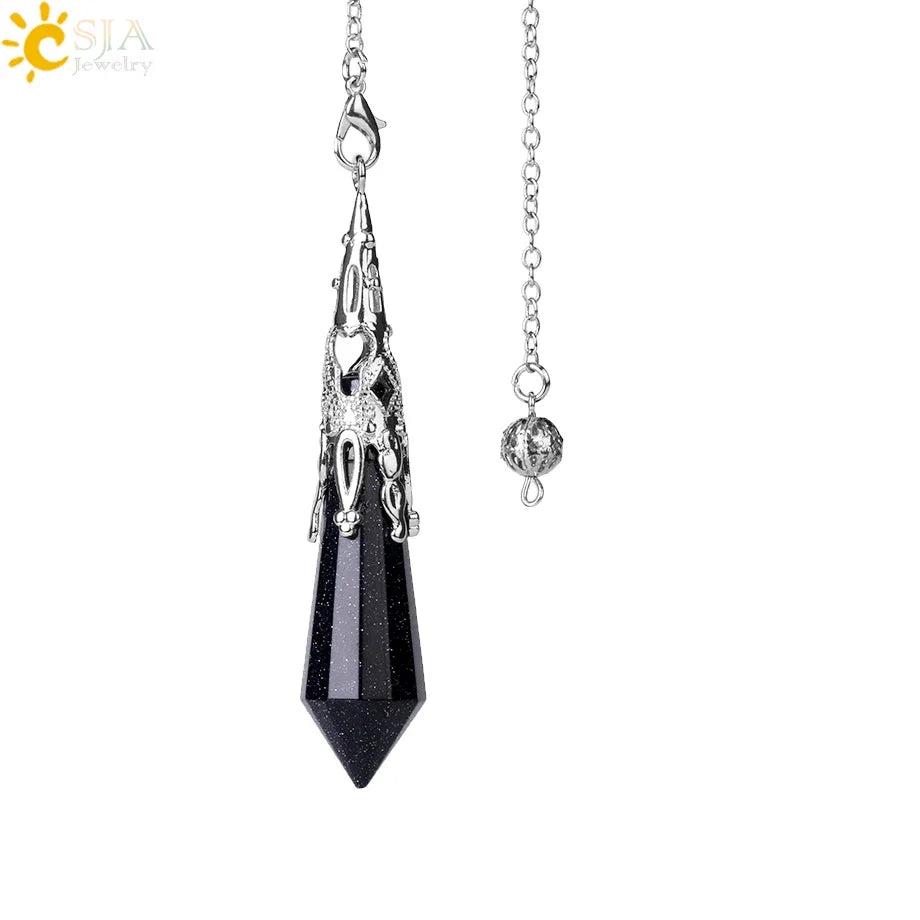 CSJA Natural Stone Crystal Pendulum for Dowsing Antique Pendant Amulet Crystals Divination Pink Quartz Pendulums Pendules G891