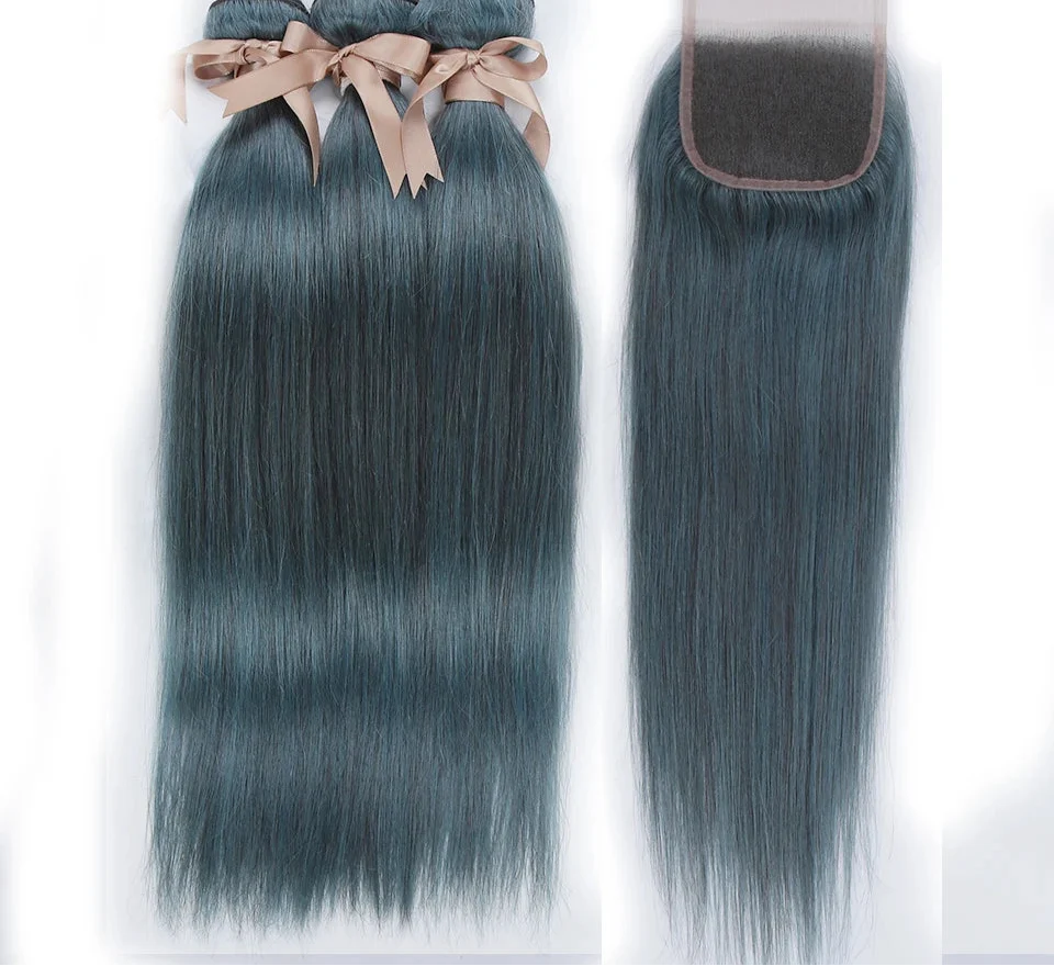 Straight Bundles with Closure | 3 Pcs Brazilian Remy Human Hair Weave