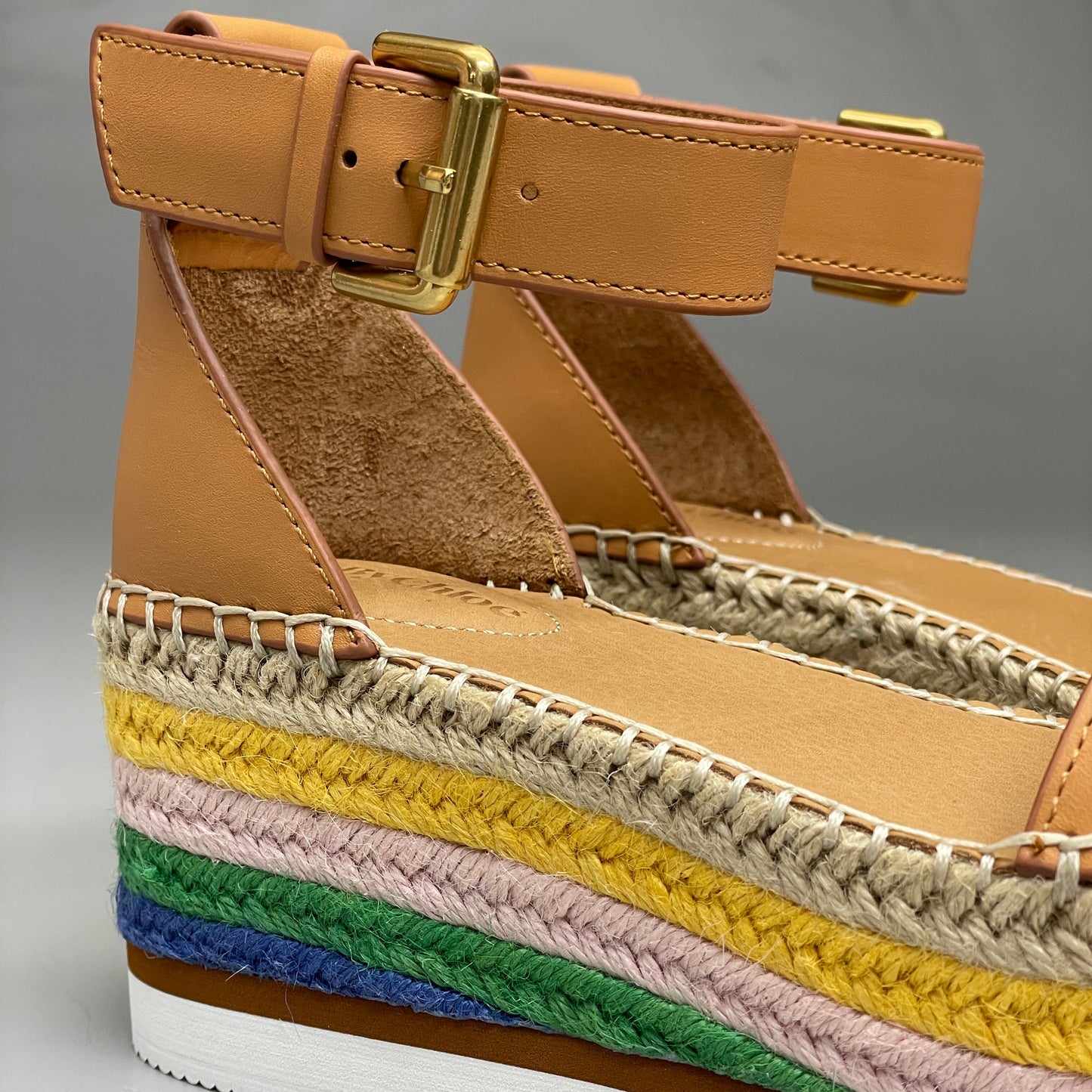 SEE BY CHLOÉ Glyn Espadrille Platform Sandals Multicolor Women’s Sz 6 EU 36 SB32201D