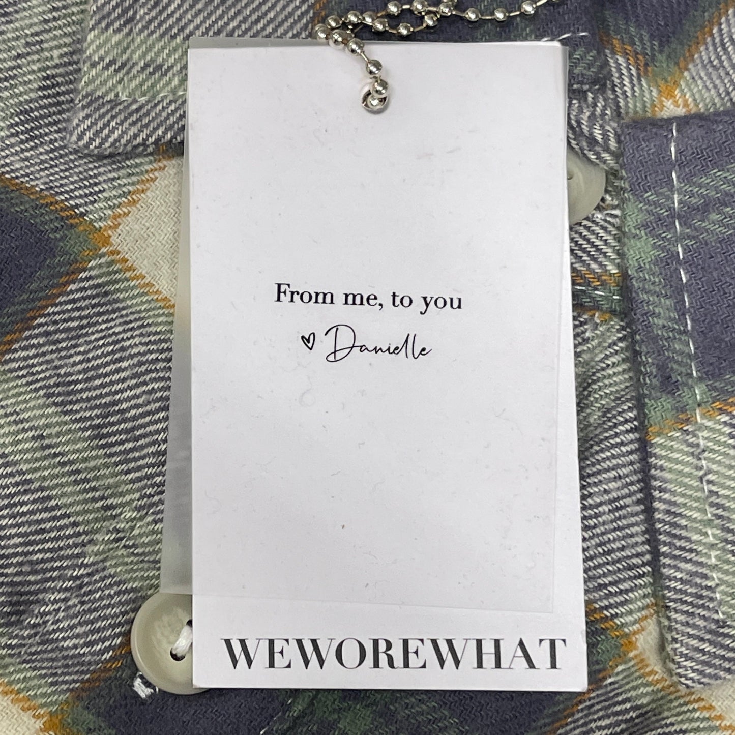 WE WORE WHAT Boyfriend Flannel Button-Down Shirt Green Women's Sz XS/S 246765