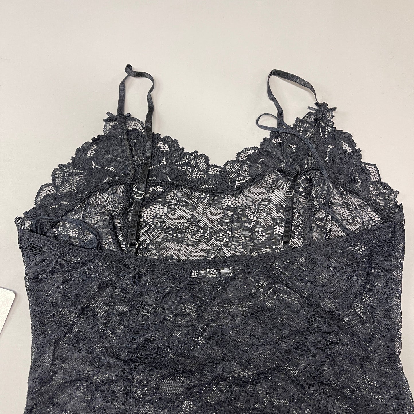 FREE PEOPLE Sheer One Touch Bodysuit Leotard Women's Sz S Black Lace OB1457989 (New)
