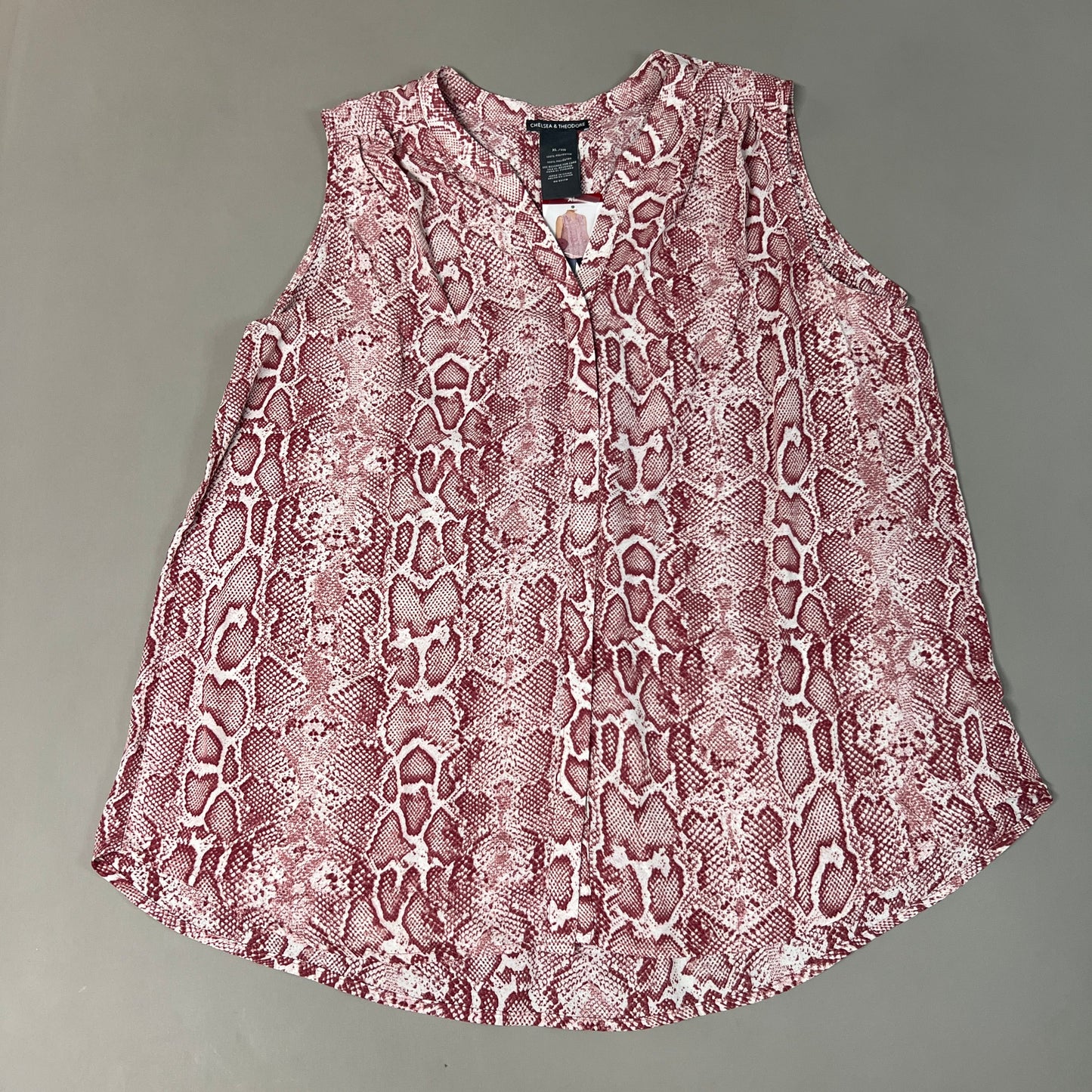 CHELSEA & THEODORE Sleeveless Blouse Women's Size XL Pink Python 2165072 (NEW)