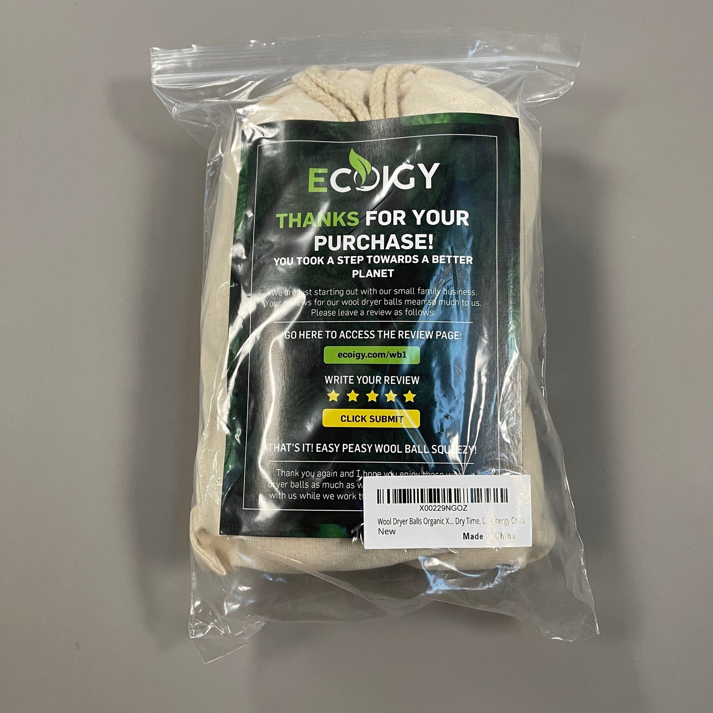 ECOIGY Handmade Wool Dryer Balls 100% New Zealand Wool Set of 6 White XL (New)