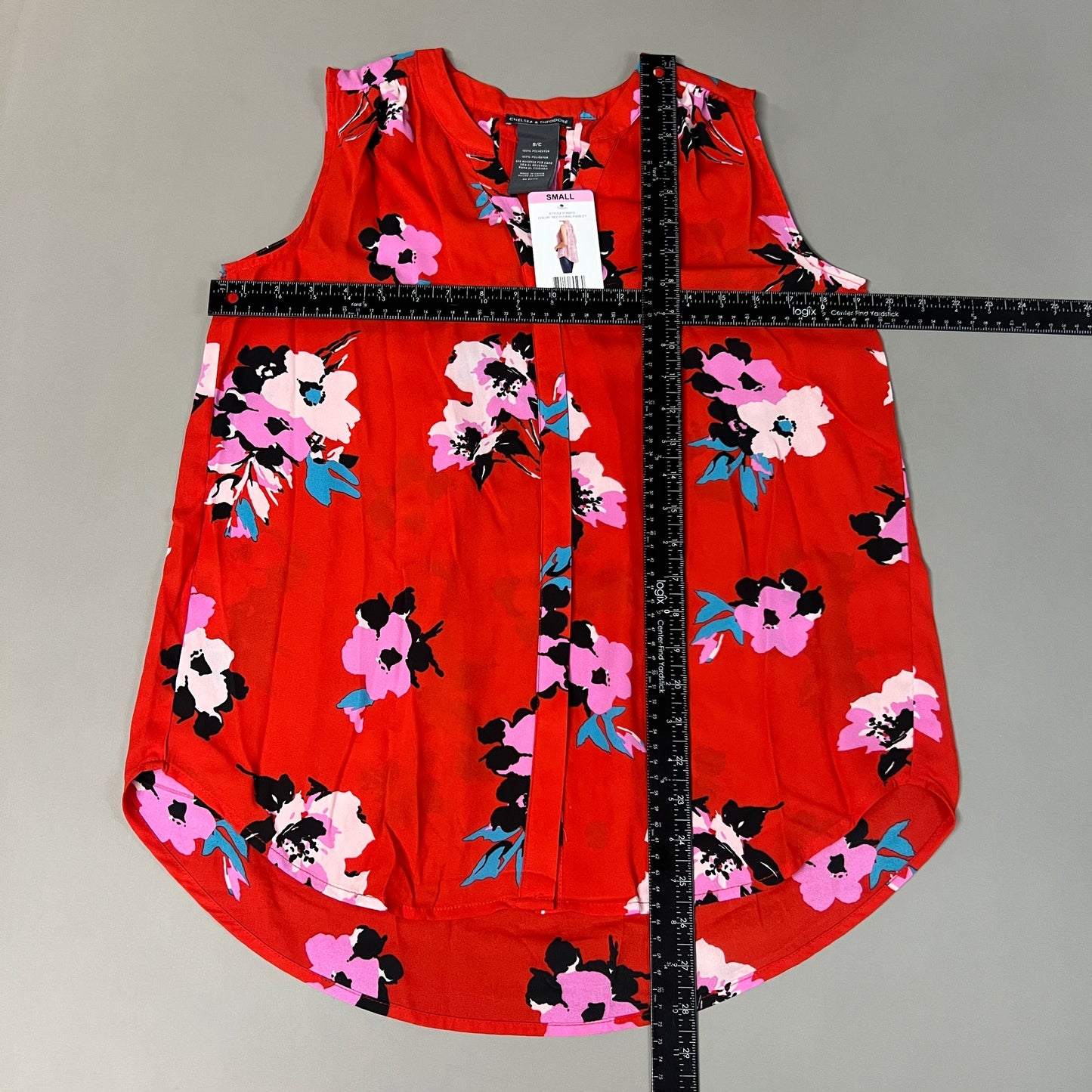 CHELSEA & THEODORE Sleeveless Blouse Women's Size S Red Floral Paisley 2165072 (NEW)