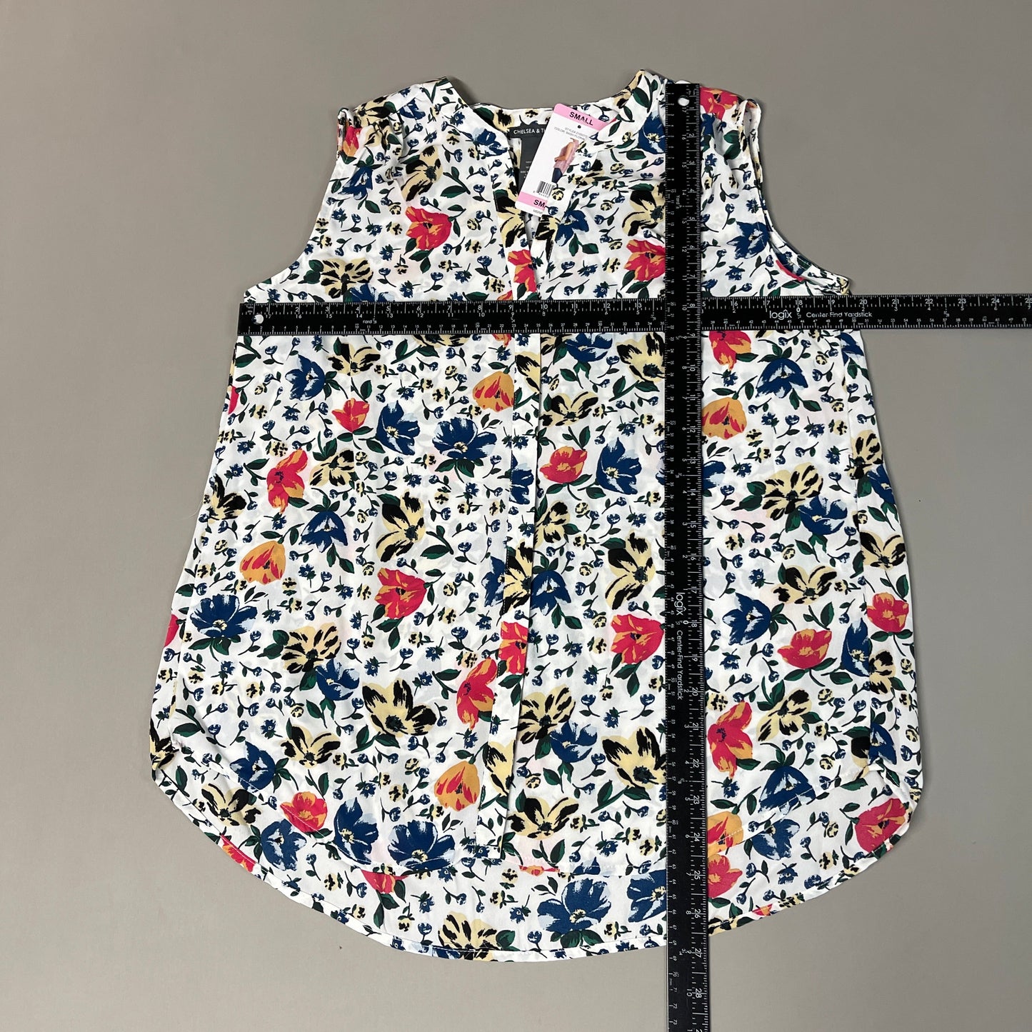 CHELSEA & THEODORE Sleeveless Blouse Women's Size S Bash Floral White 2165072 (NEW)