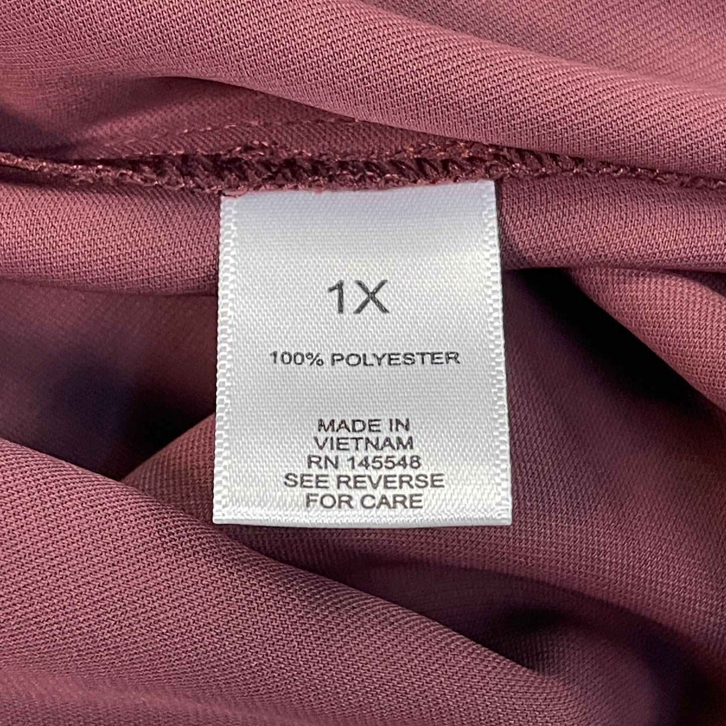 MARTHA STEWART Woven Front Button Blouse Top Tie Neck Women's Sz 1X Chianti (New)