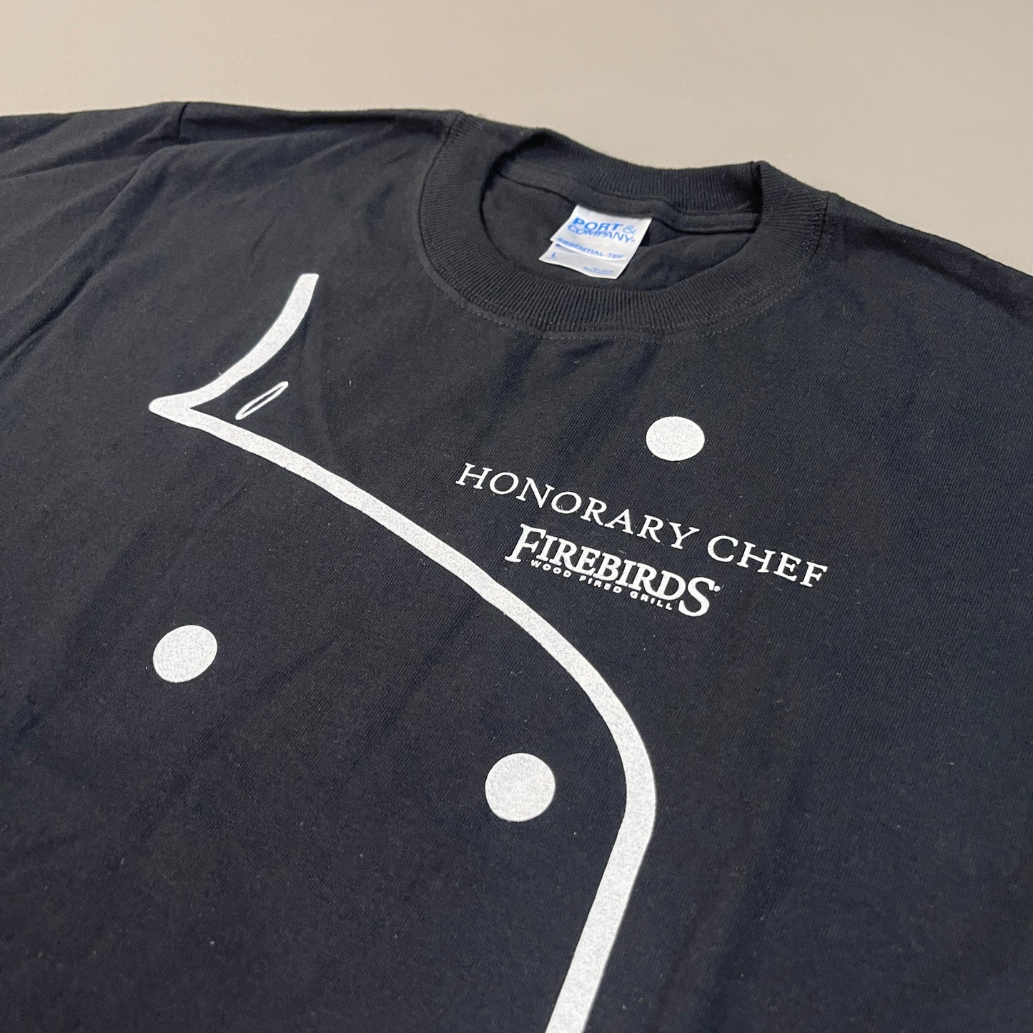 FIREBIRDS Honorary Chef Employee Staff Uniform SS Shirt Youth Sz L Black (New)