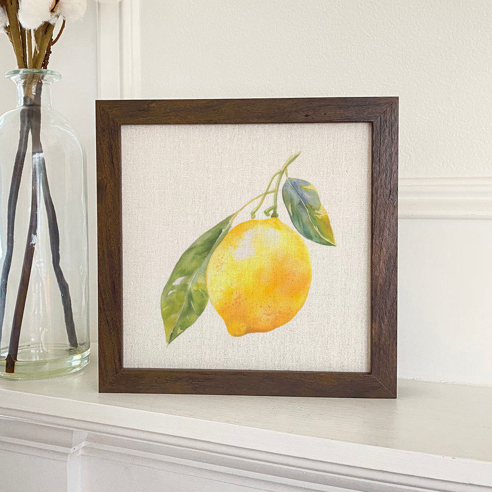 Single Lemon - Framed Sign | Home Decor | Kitchen + Metal