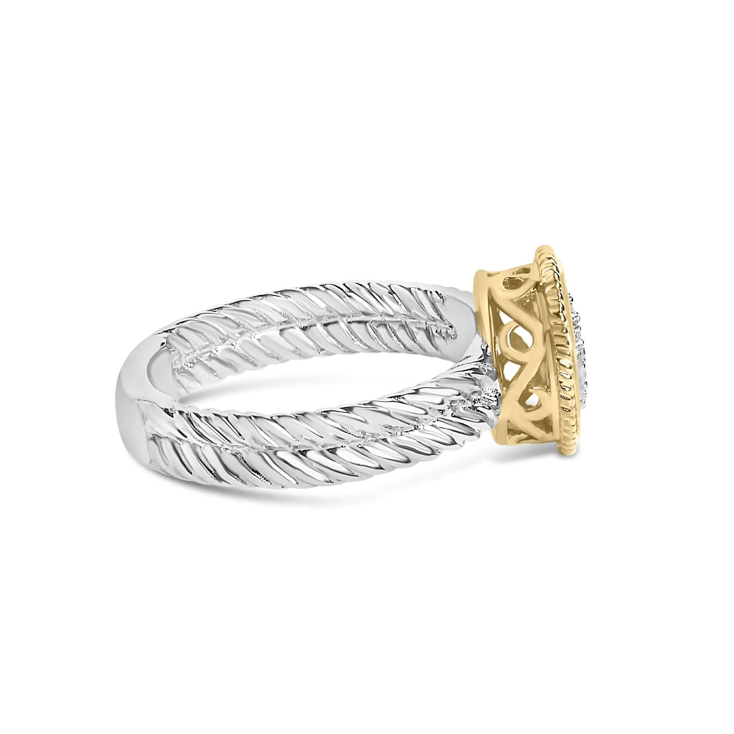 Style Loft Collection Heart Ring 18K Yellow Gold Plated .925 Sterling Silver Diamond with Satin Finish (I-J Color, SI1-SI2 Clarity)