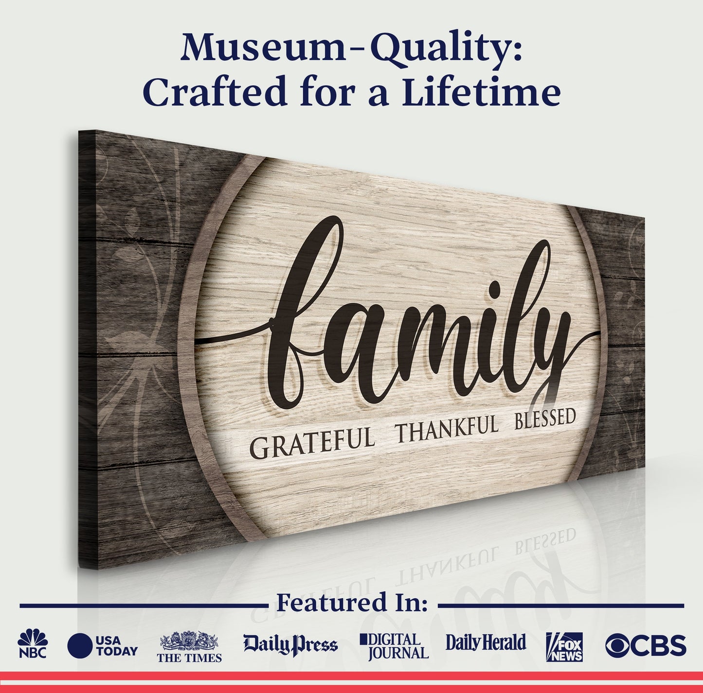 Grateful Thankful Blessed Family Sign
