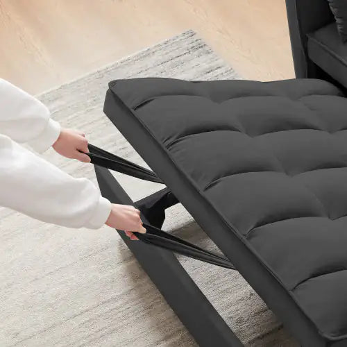 Style Loft Collection Velvet 3-in-1 Sleeper Loveseat Sofa with Pullout Bed - Black