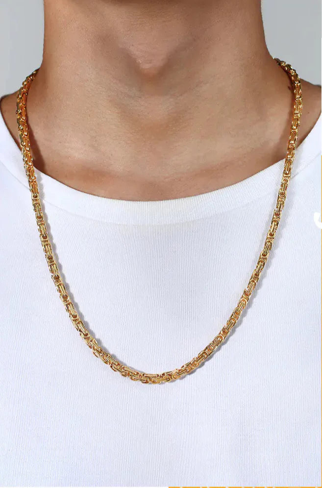 Style Loft Collection Handcrafted 304 Stainless Steel Byzantine Chain