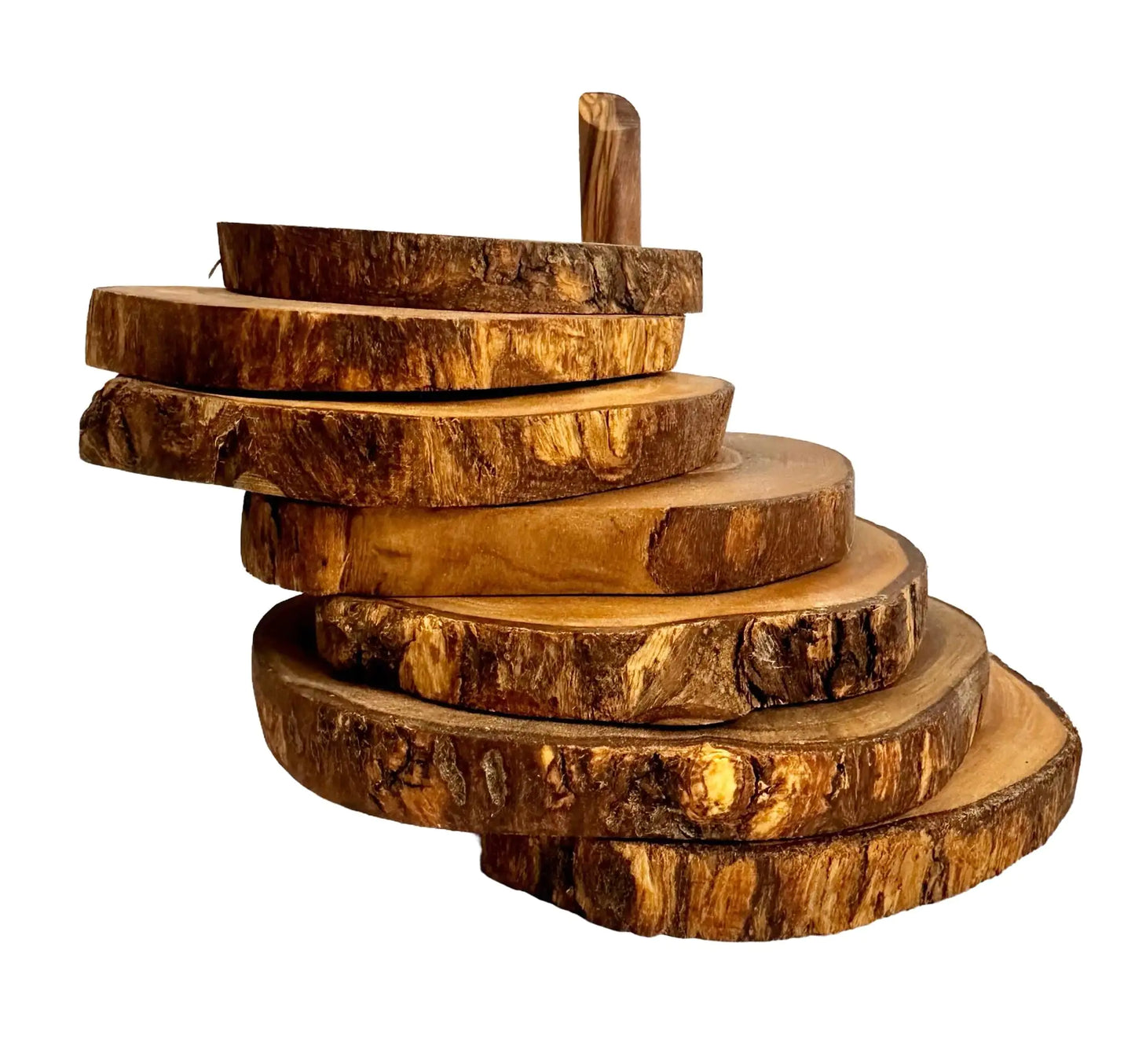 Style Loft Collection 7 Piece Olive Wood Coaster Set with Holder