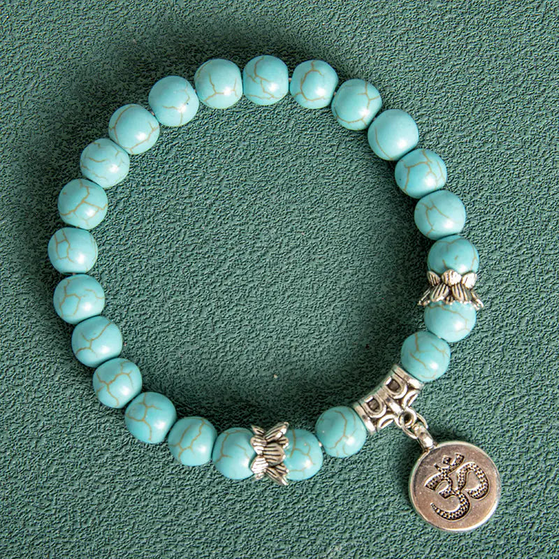 Style Loft Collection Agate Blue Stone Lotus Beaded Bracelet