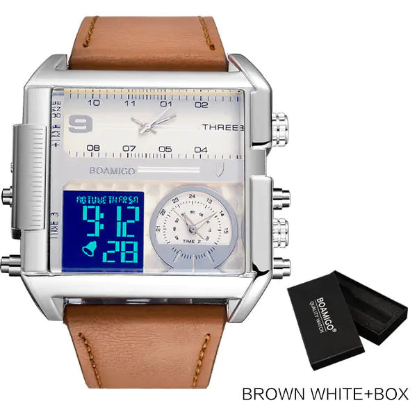 Style Loft Collection TempoLusso Triple Zone LED Leather Watch