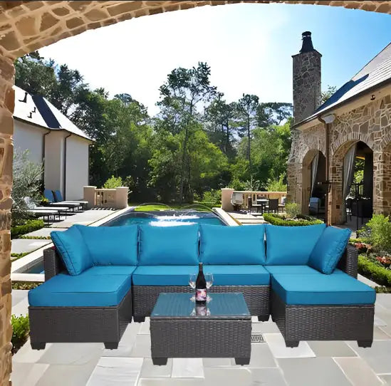 Style Loft Collection Garden Rattan Sofa Set & Coffee Table